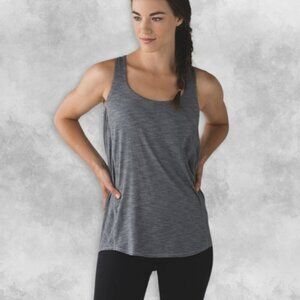 Lululemon Wild Tank Crisscross Back Straps Hip Length Slip Fit Yellow & Grey W 4